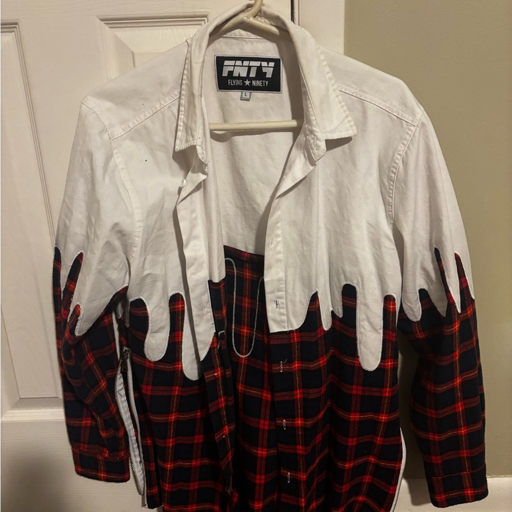 White and Red Plaid Casual Button Down Shirt